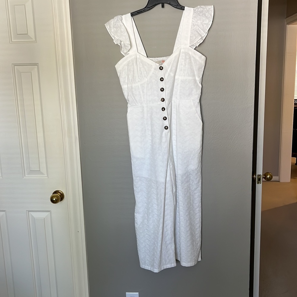 GB white eyelet cropped jumpsuit